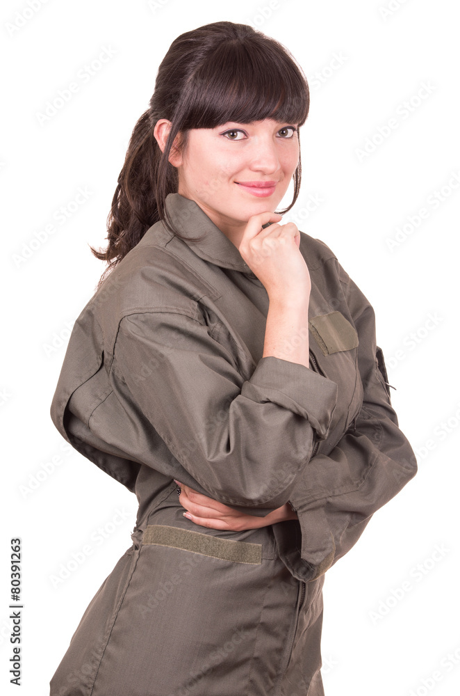 beautiful young female pilot wearing uniform beautiful young female pilot wearing uniform