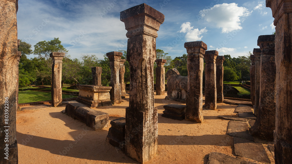 Panorama of ancient ruins Royal palace in Polonnaruwa Srilanka