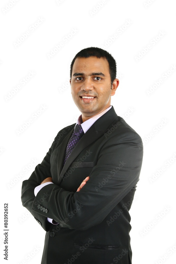 Portrait of a smiling Indian business man isolated on white. Portrait of a smiling Indian business man isolated on white.