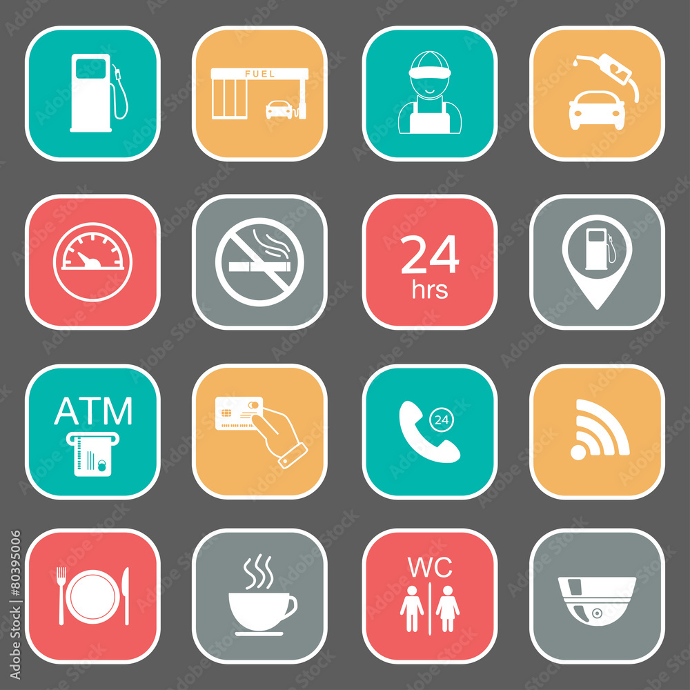 Set of gas station icons. Vector Set of gas station icons. Vector