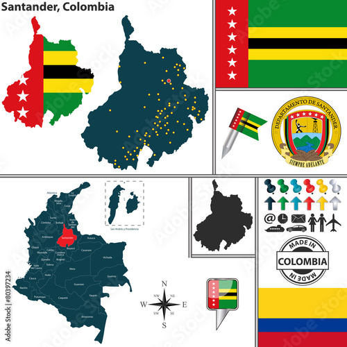 Map of Santander, Colombia photo