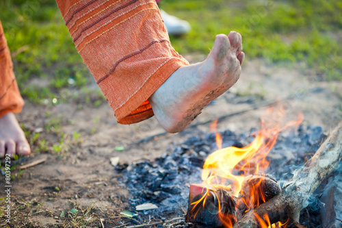 foot in the fire