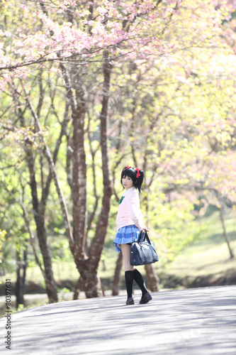 Wallpaper Mural asian schoolgirl with nature Torontodigital.ca