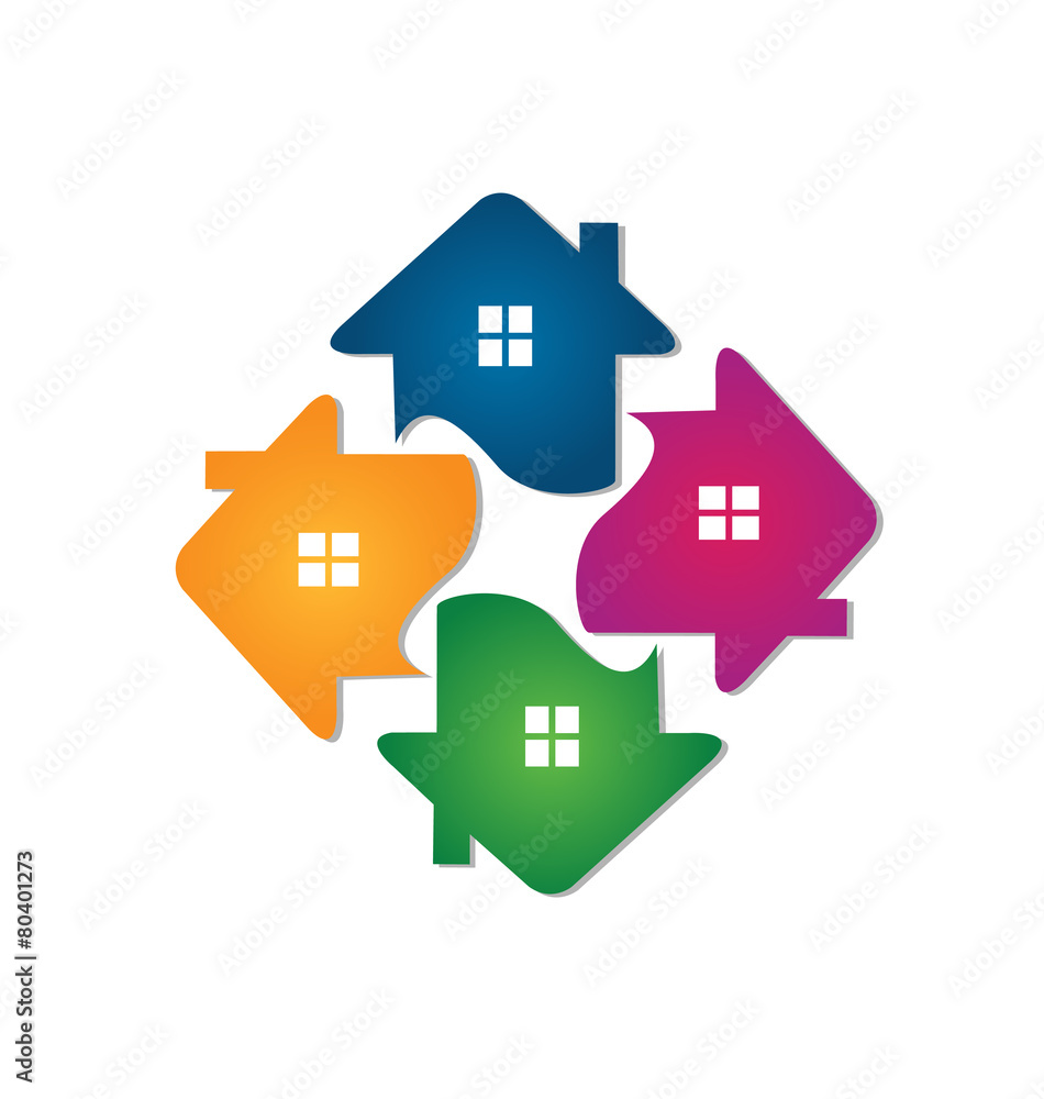Logo houses team icon identity card for real estate business