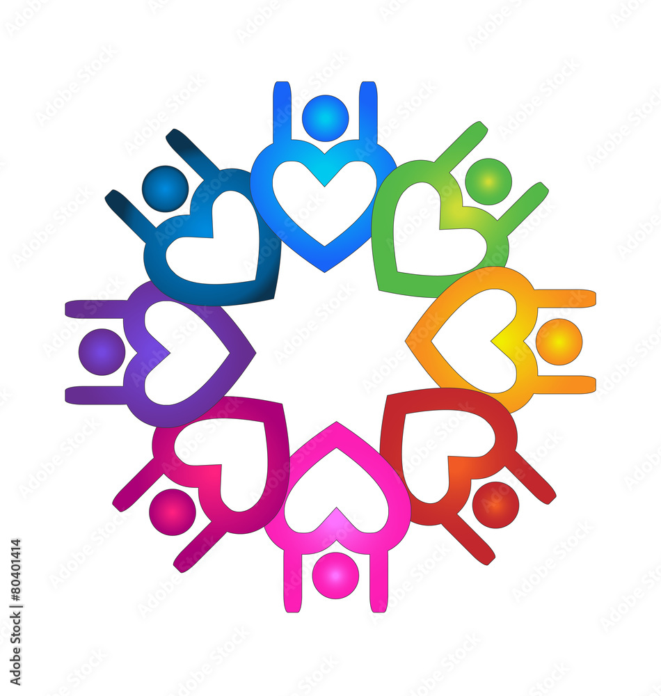 Logo teamwork optimistic people heart design icon vector Logo teamwork optimistic people heart design icon vector