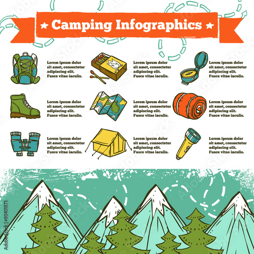 Camping Infographics Sketch