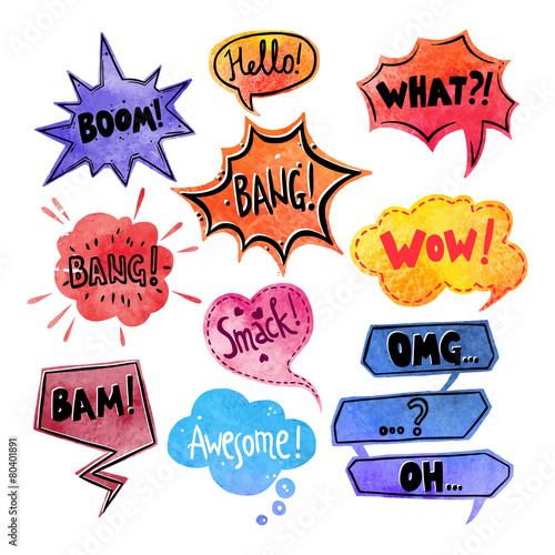 Watercolor Comics Bubble Set