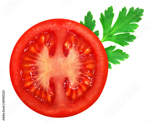 Wallpaper Mural Fresh red tomato with parsley leaf on isolated white backround Torontodigital.ca