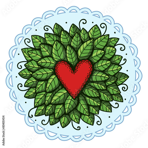 Heart with leaves.