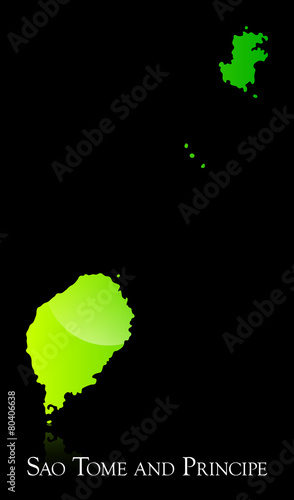 Sao Tome and Principe green shiny map