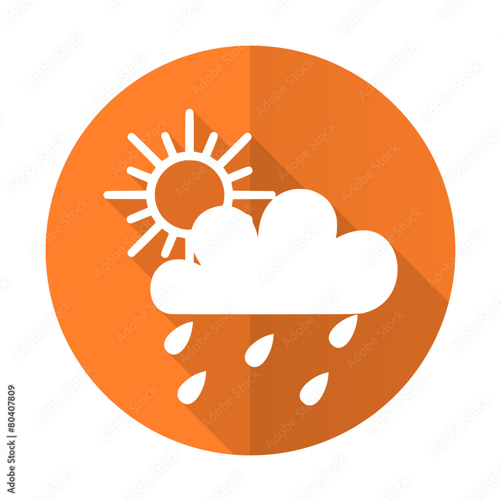 rain orange flat icon waether forecast sign rain orange flat icon waether forecast sign