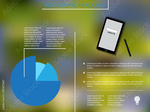 Infographic elements with smarphone and blue diagram