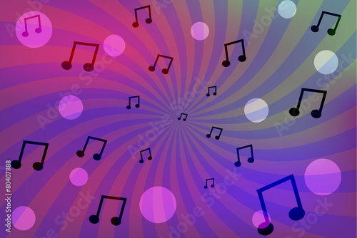 Abstract color background with music sheets
