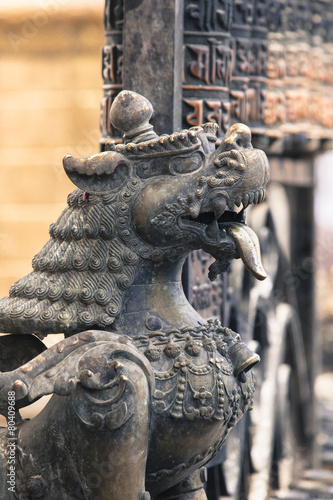 Lions, symbols of power and protection, in Bhaktapur Temple ,the