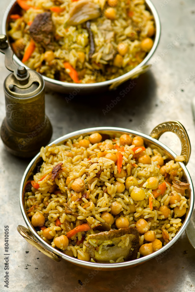 vegetarian pilaf with chick-pea and mushrooms vegetarian pilaf with chick-pea and mushrooms