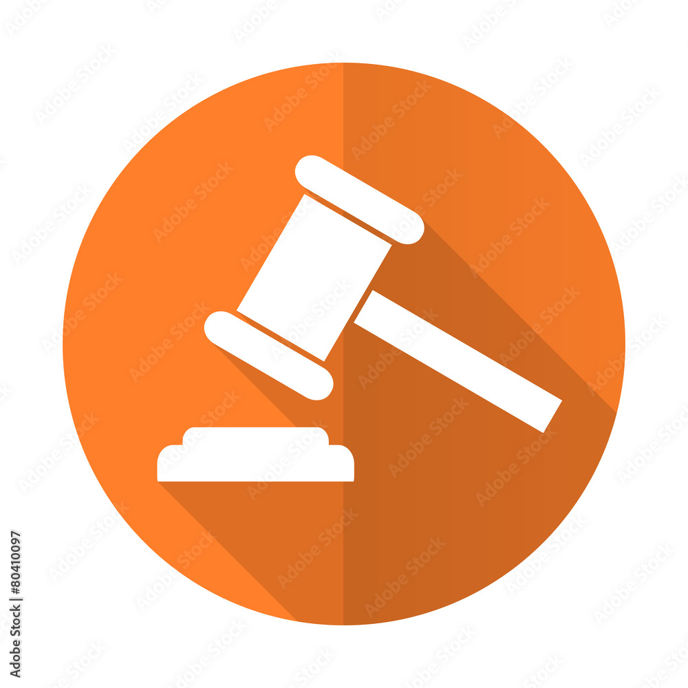 auction orange flat icon court sign verdict symbol - obrazy, fototapety, plakaty 