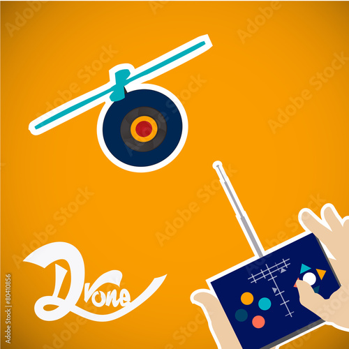 manual control blue drone one  helix over yellow background