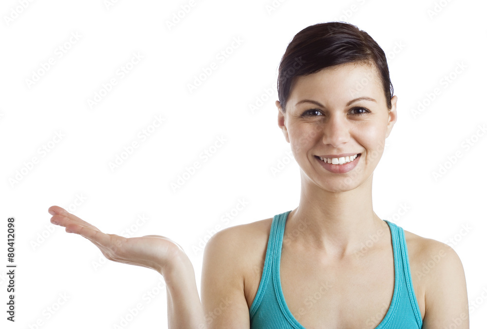 Woman holding a product Woman holding a product