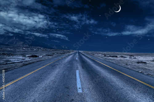road under the moon