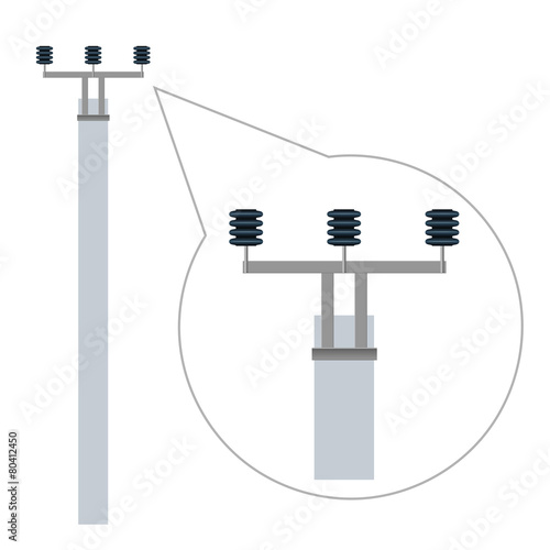 Electric pole with ceramic insulators. Vector illustration