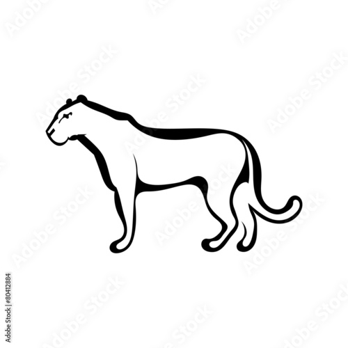 Sketch silhouette profile of a lioness. Isolated. Vector illustr
