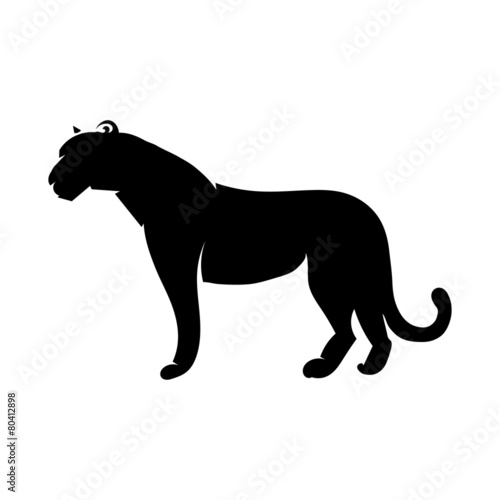 The black silhouette of a tiger profile. Isolated. Vector illust