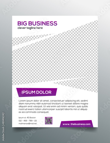 Business flyer template - modern simple design in purple
