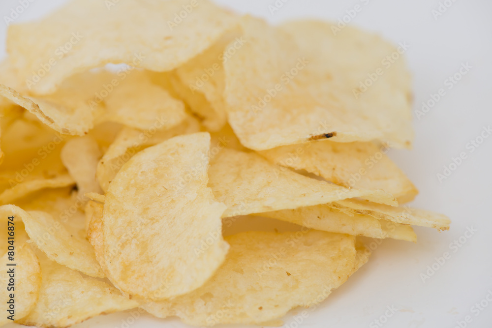 Potato chips isolated on white background