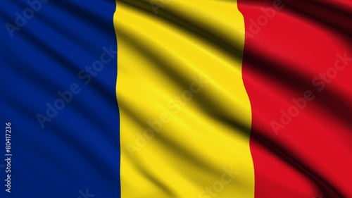 Romania flag with fabric structure