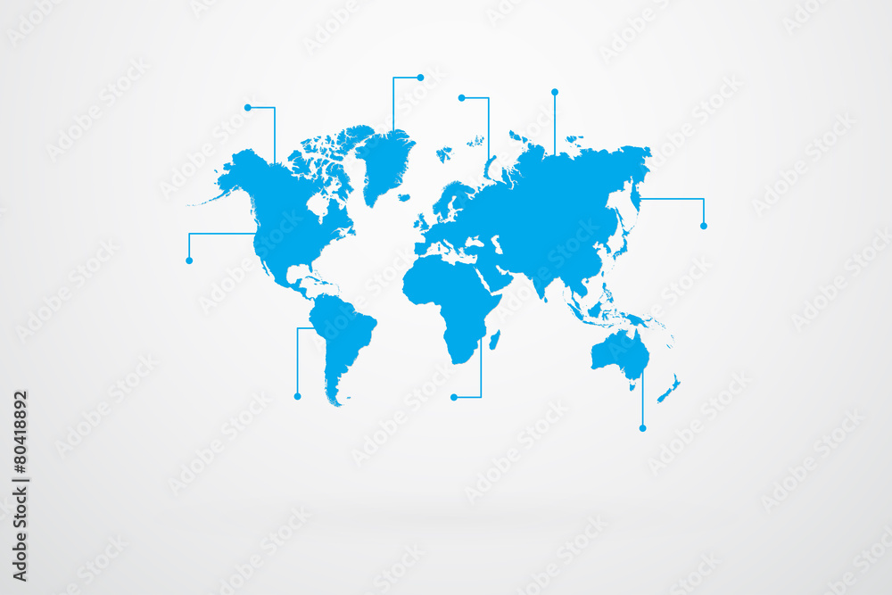 Blue World Map Vector With Indicators Blue World Map Vector With Indicators