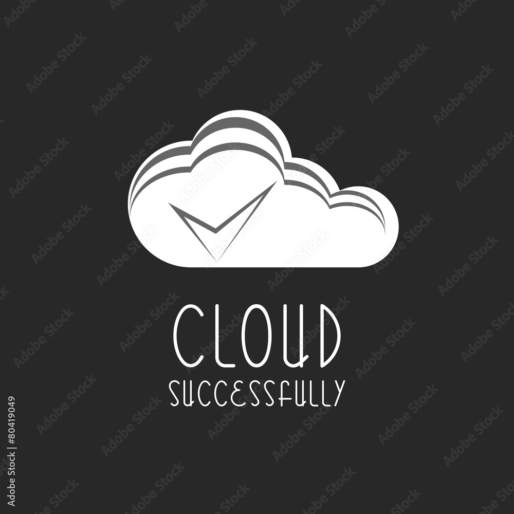 Cloud icon, check mark sign, the process is completed Cloud icon, check mark sign, the process is completed
