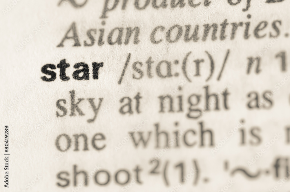 Dictionary definition of word star