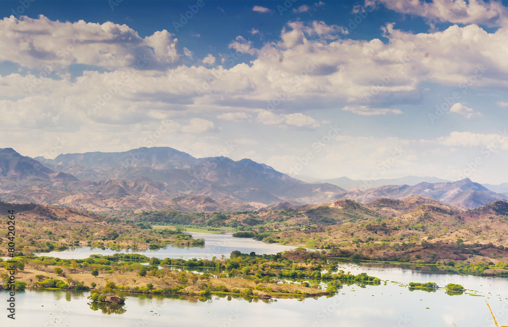 Amazing view of the Lempa river reservoir in El Salvador