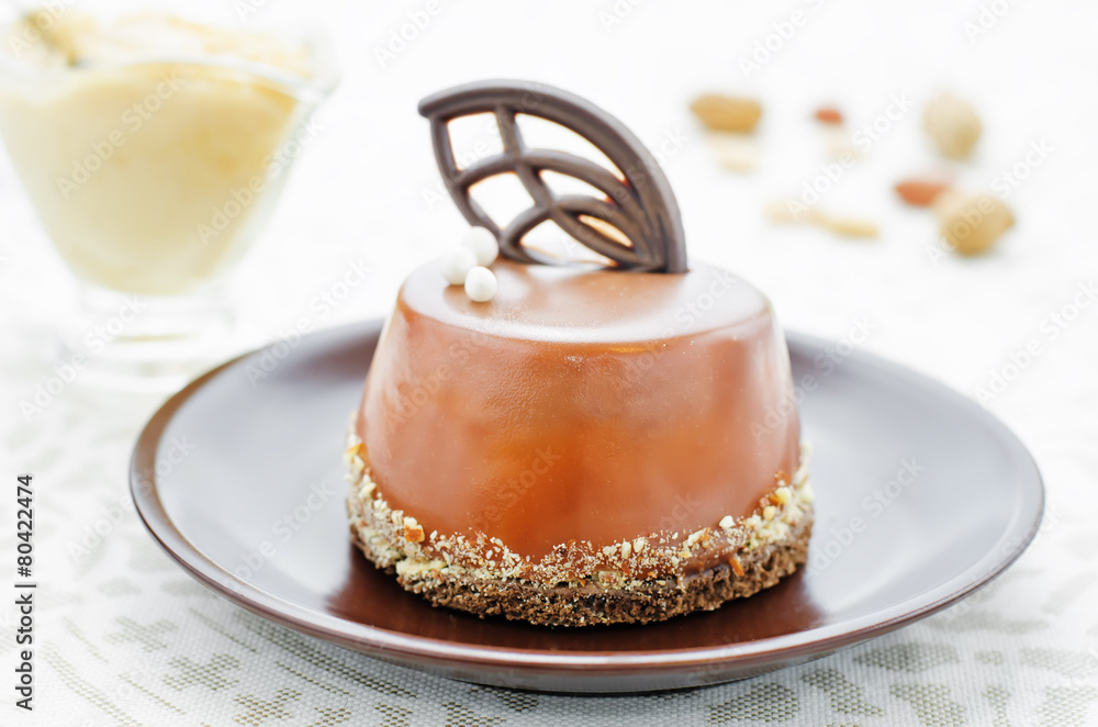 cake with berry compote and peanut mousse cake with berry compote and peanut mousse