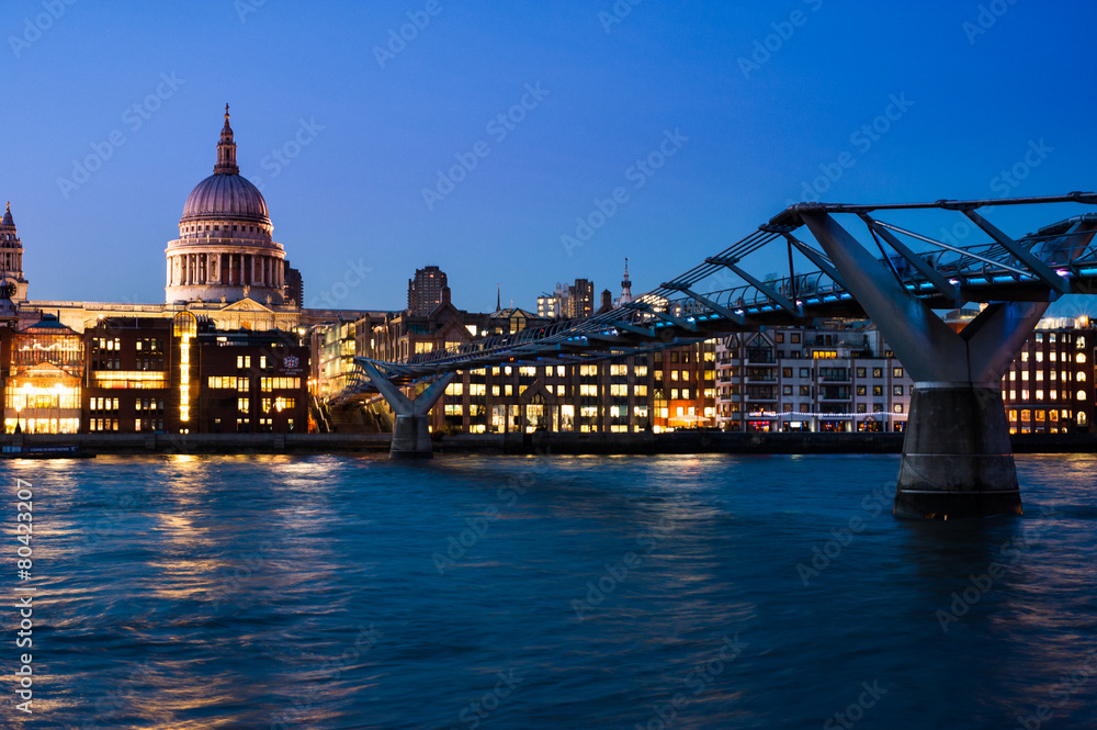 London skyline - millenium bridge at sunset