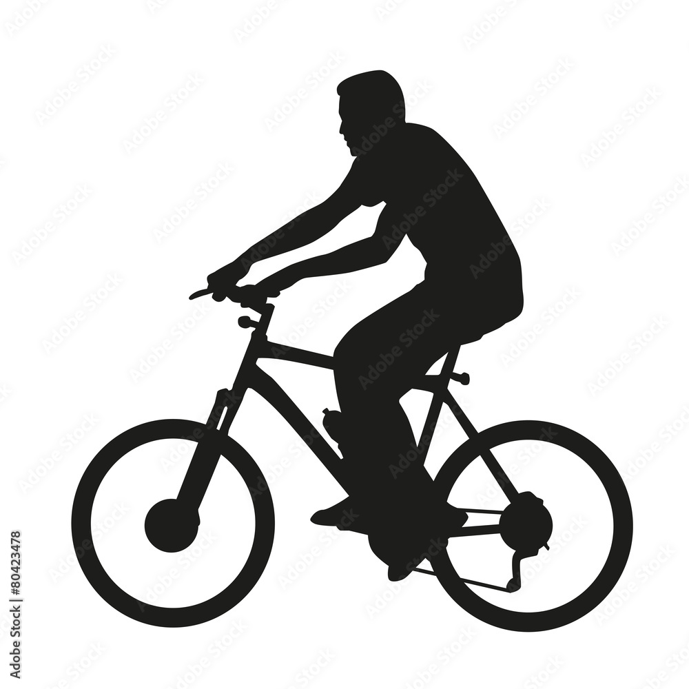Obraz premium Cyclist on mountain bike. Vector silhouette