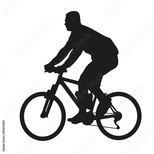 Cyclist on mountain bike. Vector silhouette