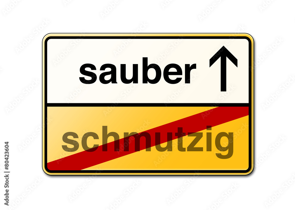 Sauber schmutzig Schild Sauber schmutzig Schild