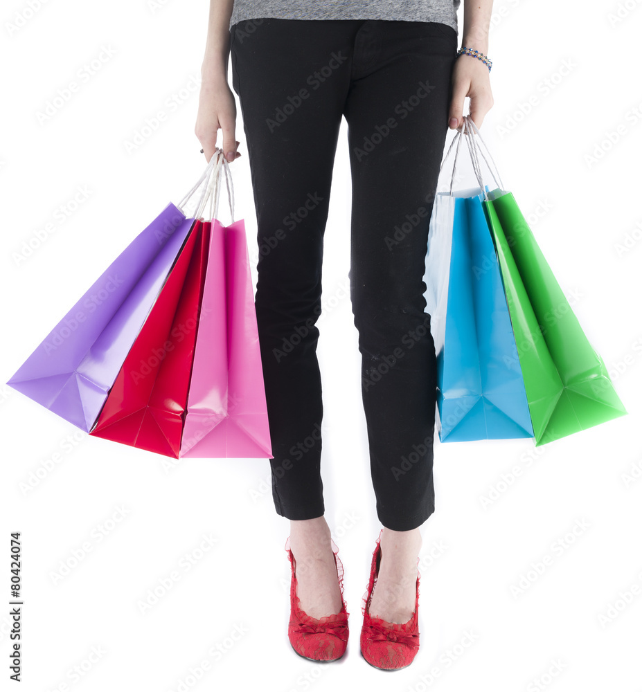 Woman Wearing Leggings Carrying Shopping Bags