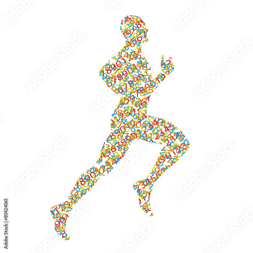 Runner silhouette created by numbers
