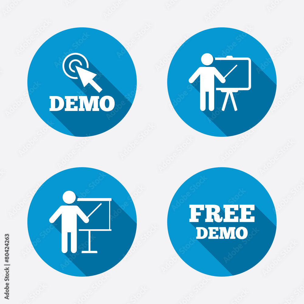 Demo with cursor icon. Presentation billboard Demo with cursor icon. Presentation billboard