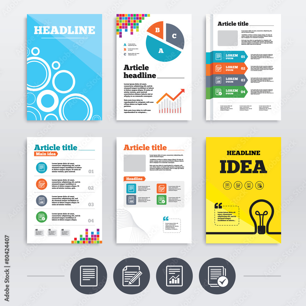 Document icons. File with chart and checkbox. Document icons. File with chart and checkbox.