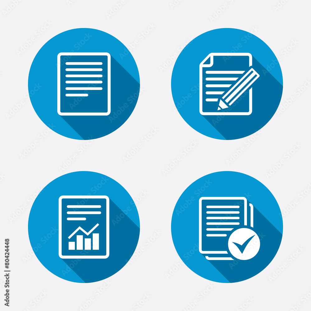 Document icons. File with chart and checkbox. Document icons. File with chart and checkbox.