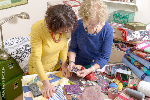 two women working on their patchwork