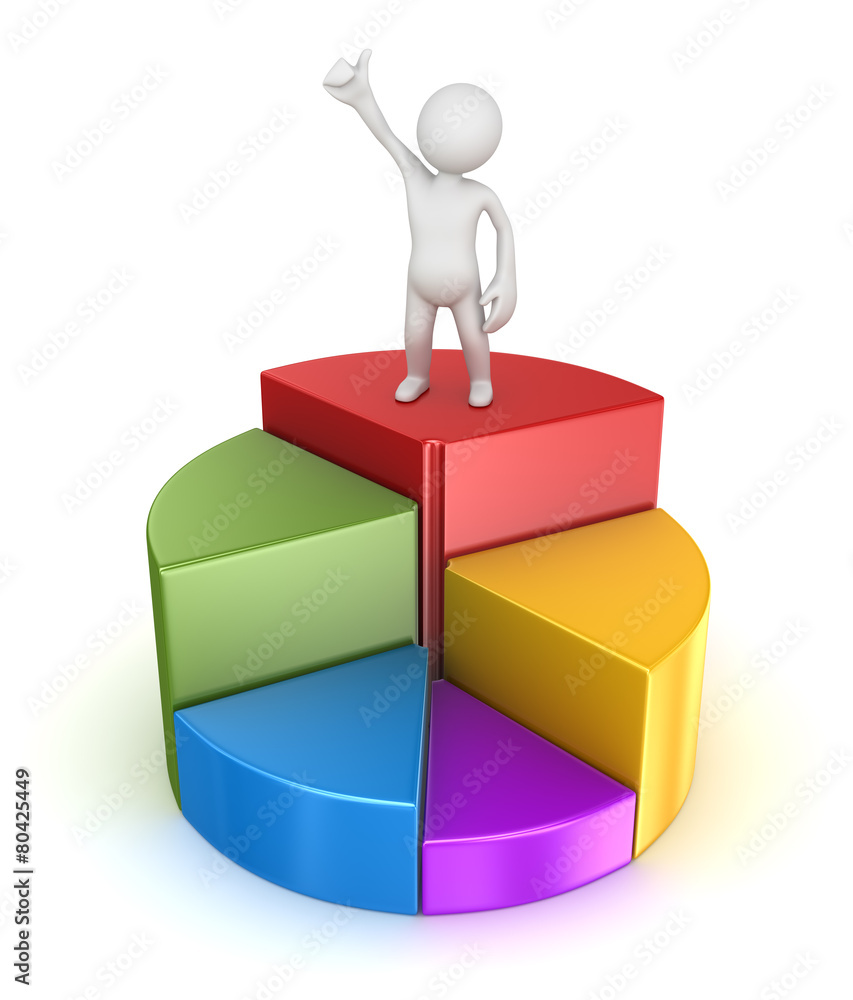 Business man on colorful pie chart Business man on colorful pie chart
