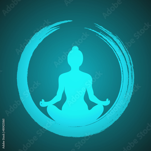 Vector Woman Doing Yoga with Zen Circle