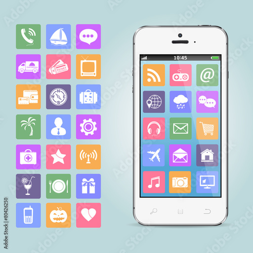 Mobile phone with app icons