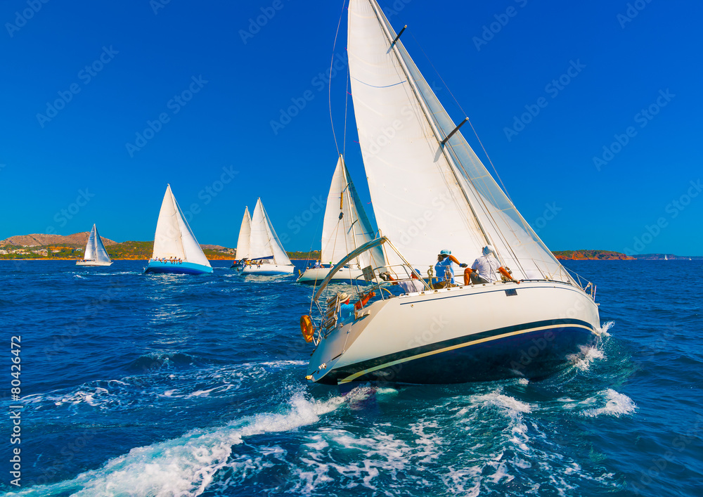 Fototapeta premium sailing boats during a regatta in Saronikos gulf in Greece