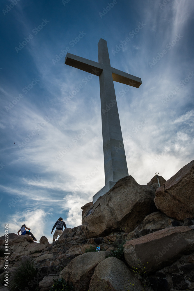 Cross and rocks at Mount Rubidoux Park, in Riverside, California