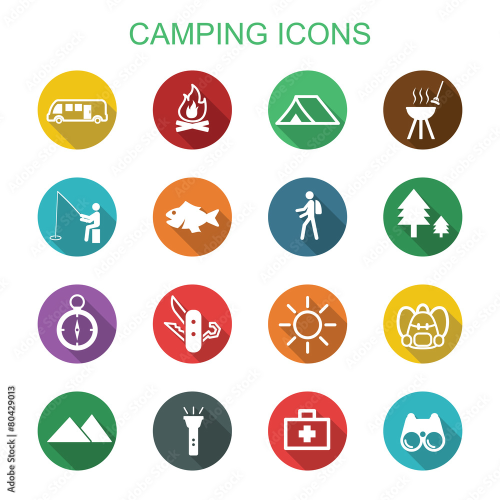 camping long shadow icons